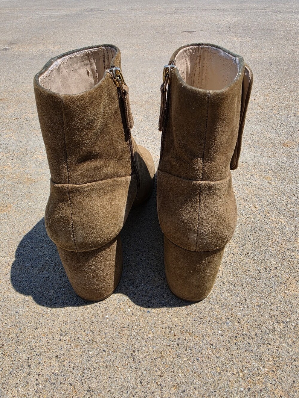 Nine West Tom Brown Suede Ankle Booties Women's Size 10M Block Heel Zip Boots - Picture 2 of 7